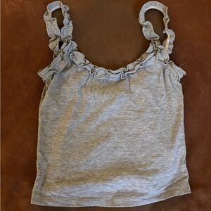 Heart Hips Gray Ruffle-Trim Ribbed Camisole